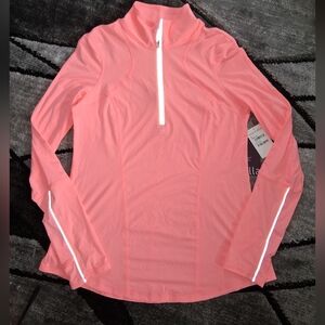 NWT Zella Peach Shell Size Medium Quarter Zip Pullover Long Sleeved Tshirt!!